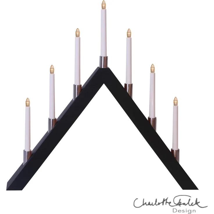 LED Lichterbogen ,Tall', 7-flammig, dreieckig, Holz, schwarz, H 63cm, B 66cm – Bild 1