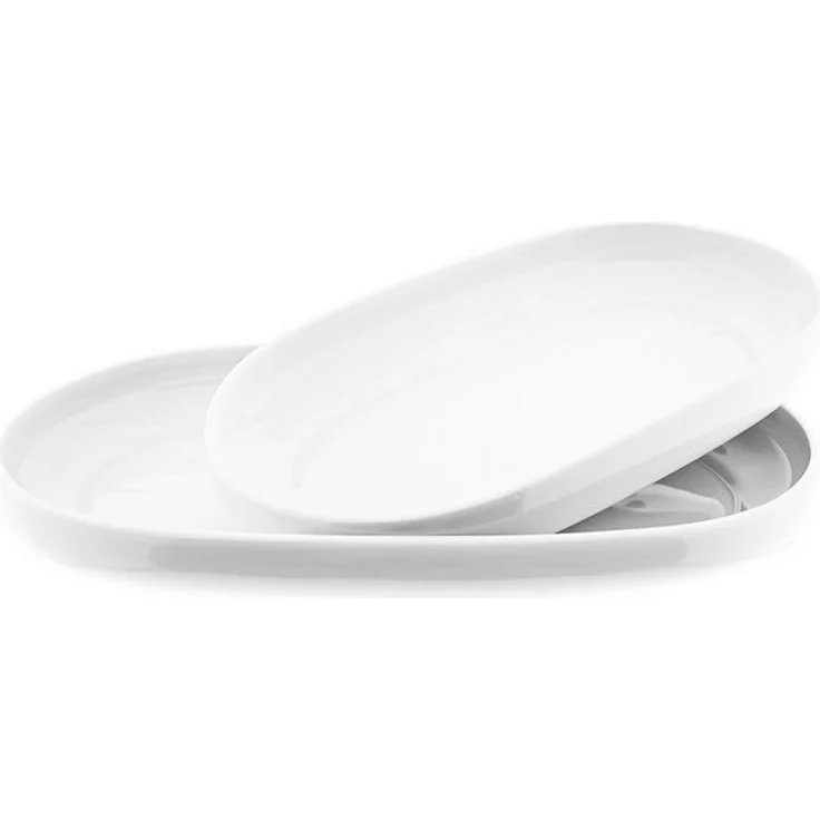 Belicia 2er Servierplatten Set Servierteller aus Porzellan in Weiß Hochglanz Oval – Bild 5