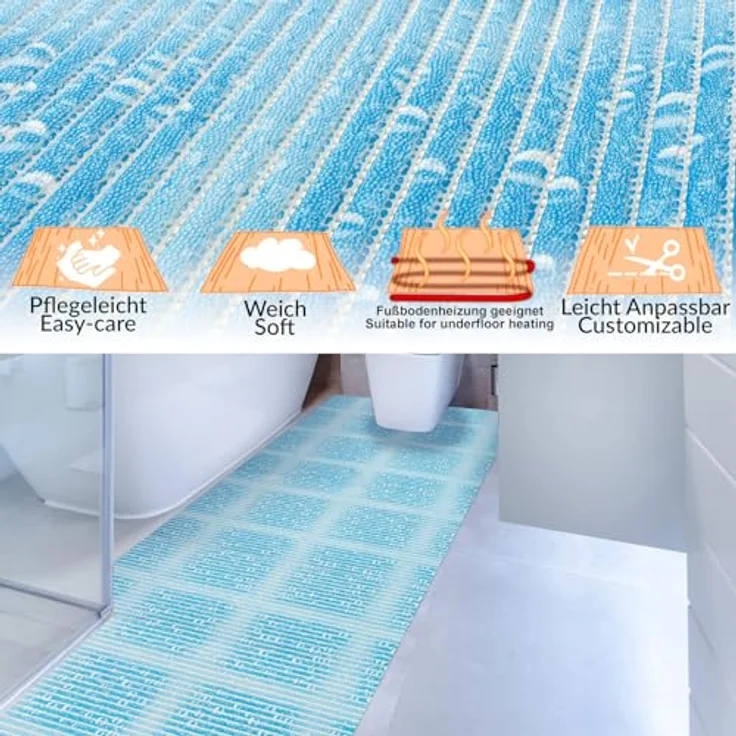 ANRO Schaum-Badematte Antirutschmatte Weichschaummatte Badezimmer Premium, Höhe 5 mm, wasserdurchlässig, pflegeleicht, Rillen, rutschhemmend, Drainage Effekt, strapazierfähig, schnell trocknend, Praktisch, Weich, Rutschhemmend, mit Drainagelöchern, fuß... – Bild 2