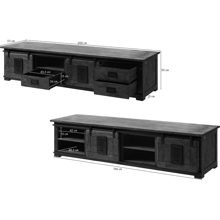 TV-Board Mango 200x55x50 whitewash lackiert RAILWAY #351 – Bild 8
