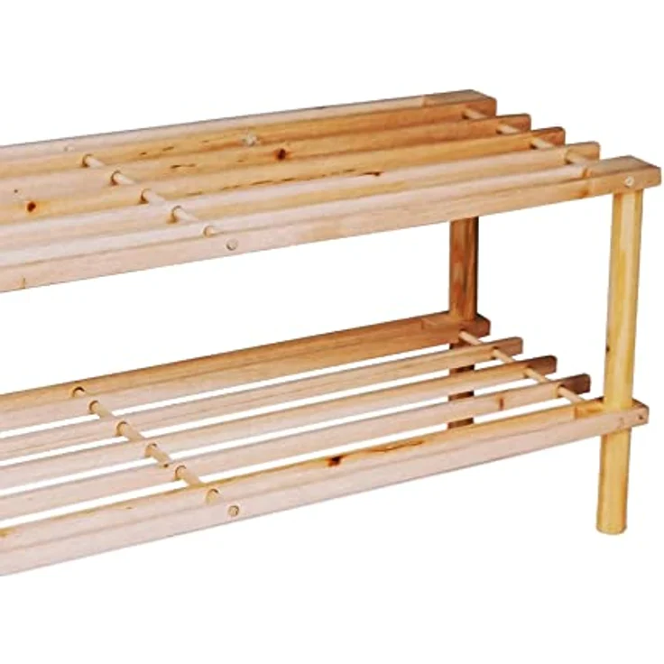 Lifetime Garden alpina. Schuhregal, 74 x 26 x 30 CM, zwei Lagen, FSC-zertifiziert, Holz, beige – Bild 4