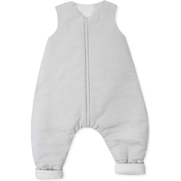 Julius Zöllner Schlafoverall Jumper gefüttert Musselin, warme Füllung 2,5 TOG, waschbar bei 40°C, Made in Germany, OEKO TEX Standard 100, grau, Gr. 80