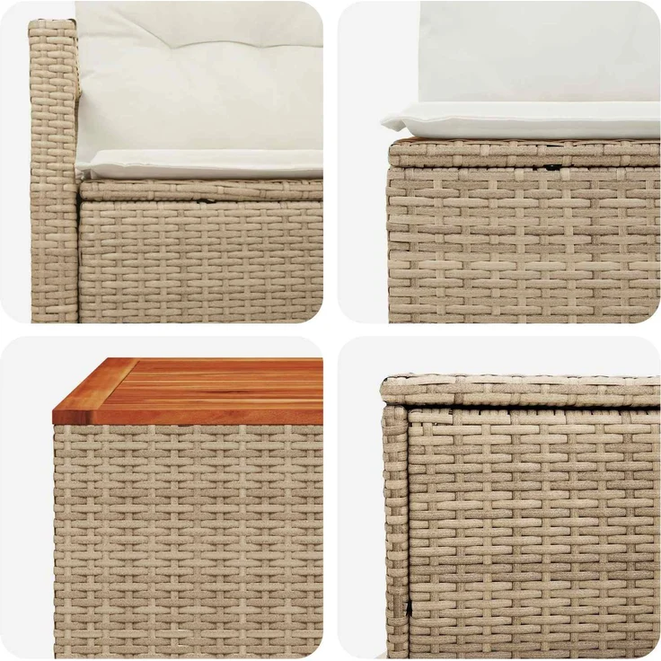vidaXL Sofa Set 6 stk. Beige und Cremeweiß Polyrattan und Stahl 3447254 – Bild 8