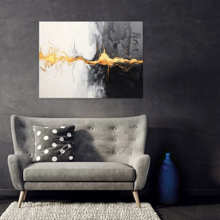Wallarena Leinwandbild Abstrakt Marmor Glamour Grau Schlafzimmer, Wohnzimmer 60x40 cm, Abstrakt, 60x40 cm – Bild 2