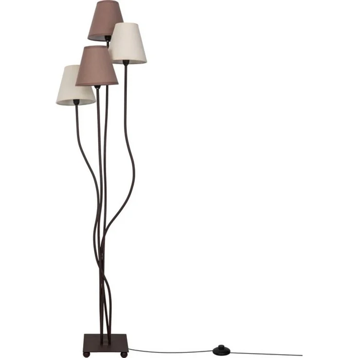 näve Stehlampe Boho, ohne Leuchtmittel, 4flg, E14, Textilschirme 2x beige, 2x braun, inkl. Fußschalter – Bild 4