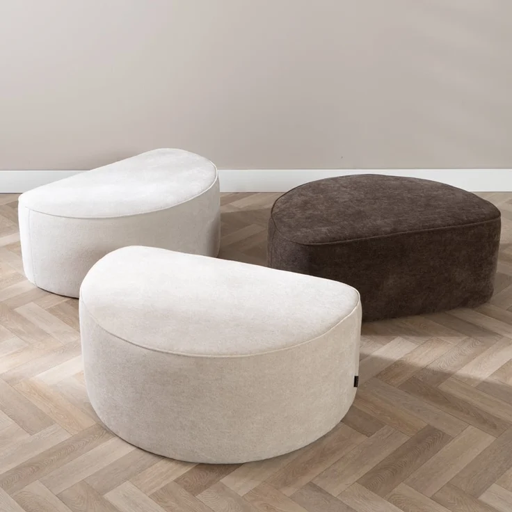 Bronx71 Hocker Lune halbrund Chenille beige – Bild 4