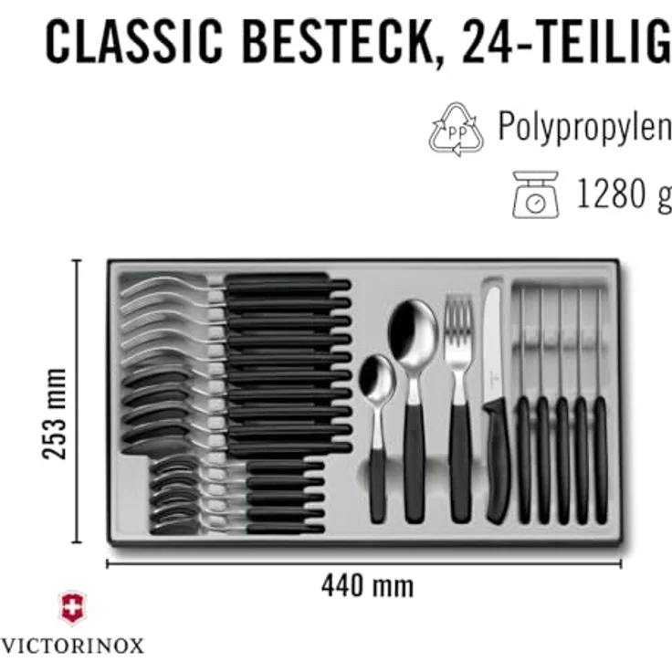 Victorinox 'Swiss Classic' Tafelbesteck 24-teilig, Edelstahl schwarz – Bild 3