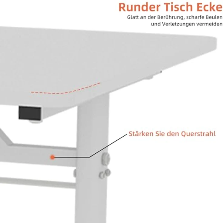 Ball & Cast Höhenverstellbarer Schreibtisch Manuell (60x100 cm), Tisch Computertisch für Erwachsene, Einfach & Zeitsparend Montierbar, Weiß – Bild 7