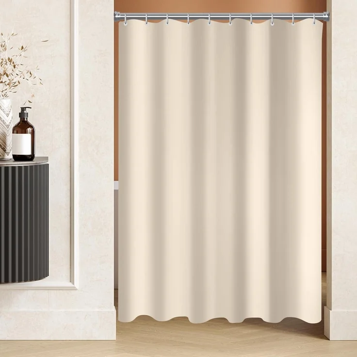 Duschvorhang Beige 140x180 cm, Antischimmel, Wasserabweisend, Waschbar – Bild 8