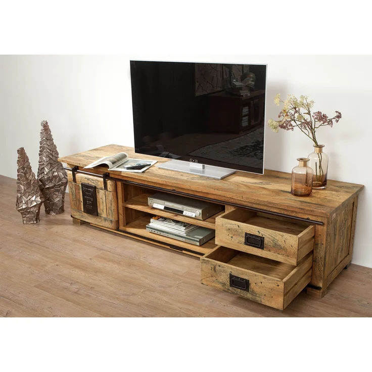 TV-Board Mango 200x55x50 natur lackiert RAILWAY #136 – Bild 4