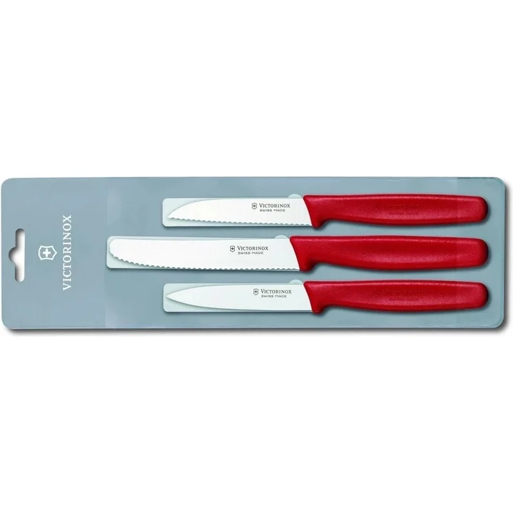 Victorinox | Gemüsemesser-Set | 3-teilig | präzise Klingen | ergonomische Griffe | leuchtendes Rot | ideal für mühelose Küchenarbeit – Bild 1