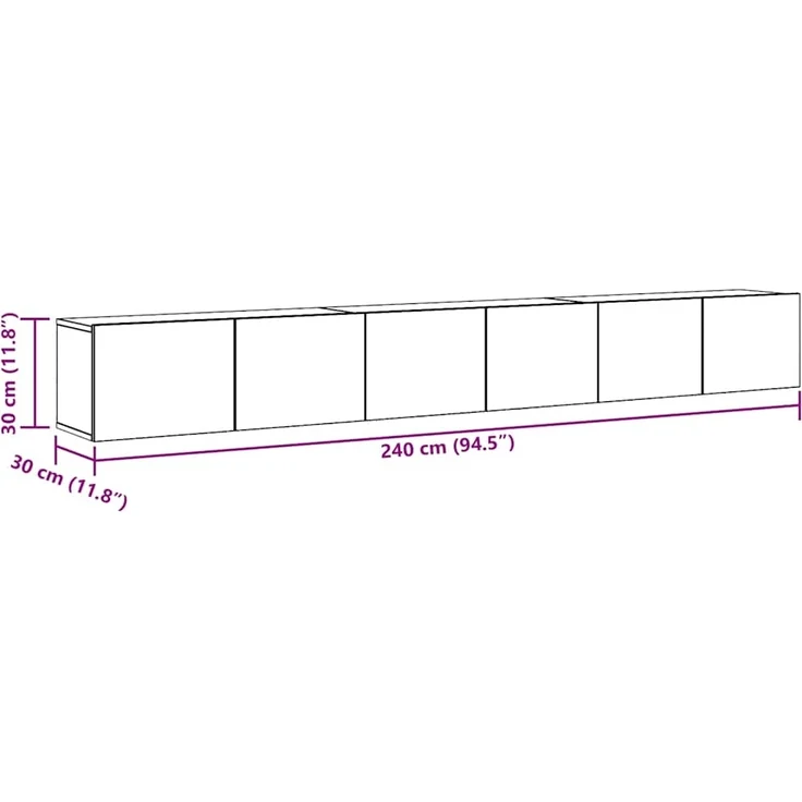 vidaXL 3-tlg. TV-Schrank-Set Wandmontage Artisan-Eiche Holzwerkstoff 3329204 – Bild 6