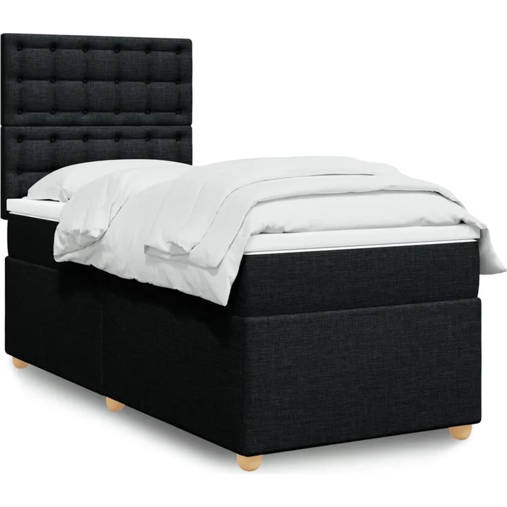 vidaXL Boxspringbett mit Matratze Schwarz 90x200 cm Stoff 3293479 – Bild 1