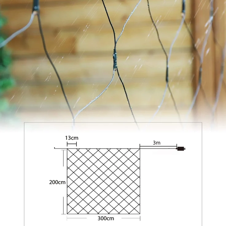 SALCAR 2x3 m Anti-Rost LED Lichternetz Außen, Buchsbaum Lichterkette Netz Outdoor, Lichtervorhang Innen Strom mit 9 Modi und Speicherfunktion, Warmweiß – Bild 6