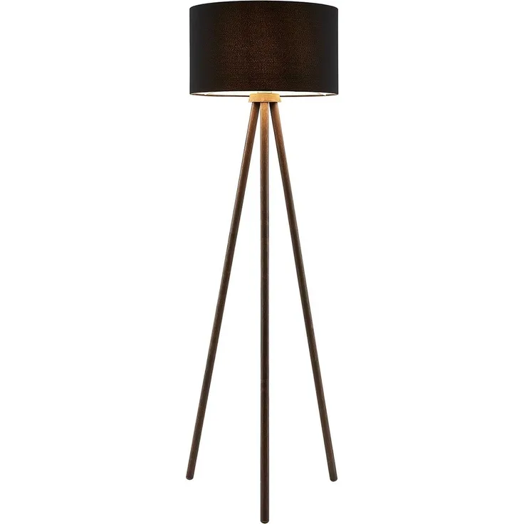 Lindby Stehlampe Majken, Holz Schwarz IP20, 1 x 60 W