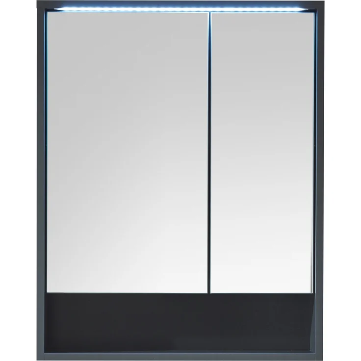 Badezimmerspiegelschrank >Lucera< in Grau aus Glas - 60x75x20cm (BxHxT) – Bild 3
