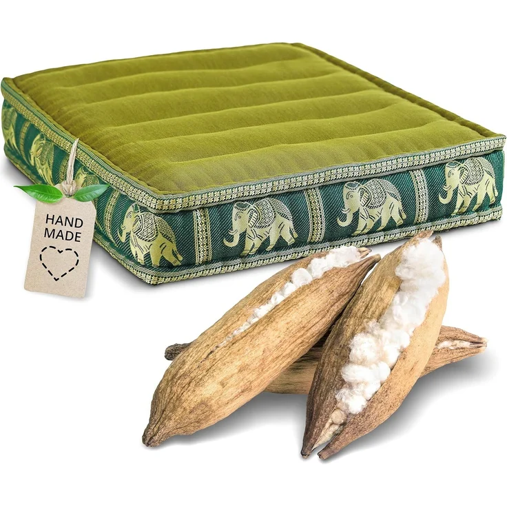 livasia Sitzkissen Bodensitzkissen (Deluxe) vegan und handgefertigt, 50x50x10cm, Kapok