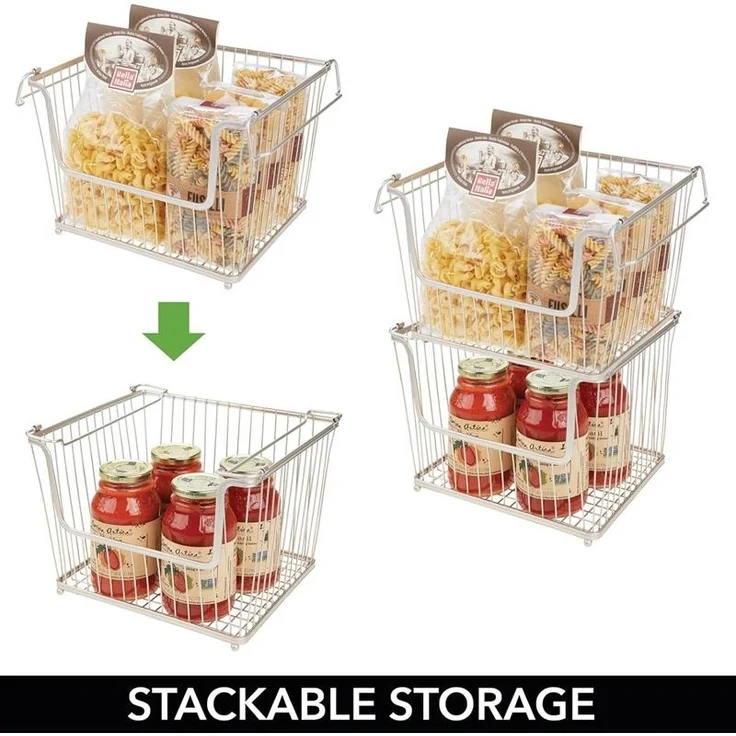 mDesign Ablagebox Gitterbox Drahtkorb Aufbewahrung 6er Set Metall Mattsilber – Bild 5