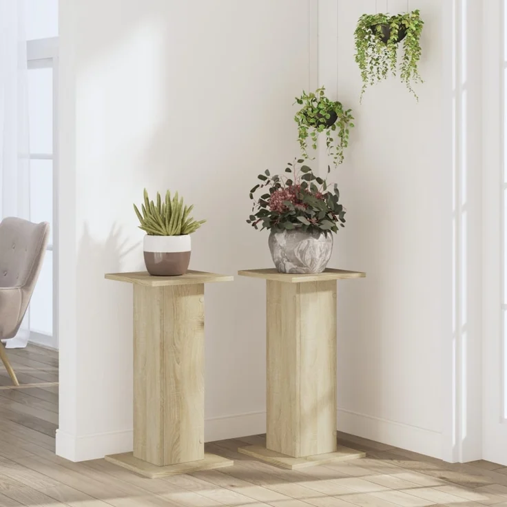 vidaXL Pflanzenständer 2 Stk. Sonoma-Eiche 30x30x60 cm Holzwerkstoff 3307857 – Bild 2
