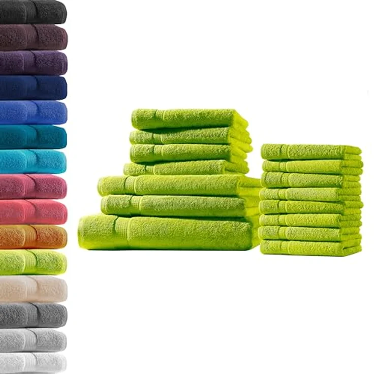 1x Badetuch + 2X Duschtuch + 4X Handtuch + 8X Gästetuch | Apfelgrün | 100% Baumwolle Frottier | Oeko-TEX® Standard 100 | Premium Qualität 500 g/m² – Bild 2