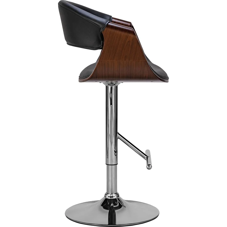 Barhocker GASEN - Kunstleder Walnuss/schwarz 60x52x95 cm | Barstuhl Höhenverstellbar Mit Lehne Drehbar Tresenhocker Tresenstuhl Kneipenhocker – Bild 4