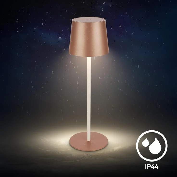 BRILONER - LED Tischlampe kabellos IP44 mit Touch, dimmbar, Akku & Lichtquelle tauschbar, Nachttischlampe, Leselampe, LED Lampe, Campinglampe, Tischleuchte, Akkulampe, Outdoor, 11x34,5 cm, Coffee – Bild 8