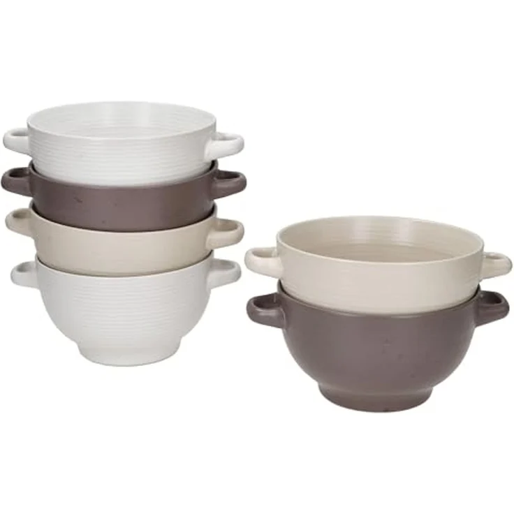 MamboCat Suppenteller 6x Sandy Suppentasse 450ml mit Henkeln Suppenterrine stapelbar – Bild 2