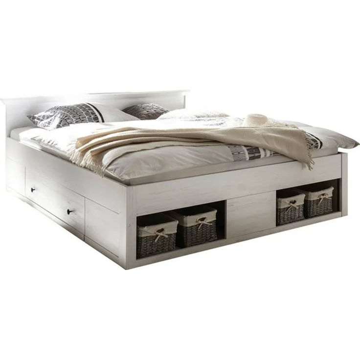 Home affaire Bett California Doppelbett im Landhausstil, Stauraumbett mit Schubladen, Bettgestell in 3 Breiten verfügbar, Liegefläche 90/140/180 x 200 cm – Bild 4