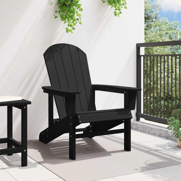 vidaXL Adirondack-Stuhl Schwarz 82 x 74 x 92 cm HDPE 42006623 – Bild 3