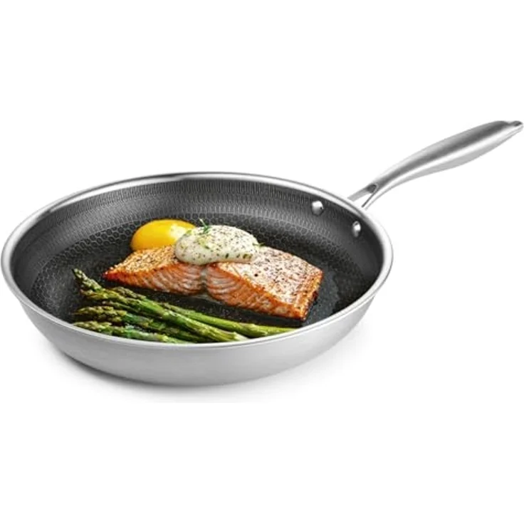 BRATmaxx Edelstahl-Pfanne 24cm silber 3-lagig mit Wabenstruktur – Bild 1
