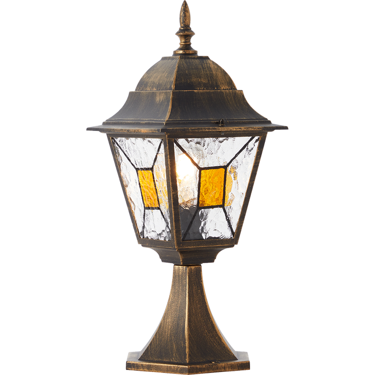 Brilliant Janel Sockelleuchte Außen 44cm - Außenlampe Schwarz Gold IP44 für Garten & Terrasse - E27 Fassung - Extern Dimmbar - Aus Metall & Glas