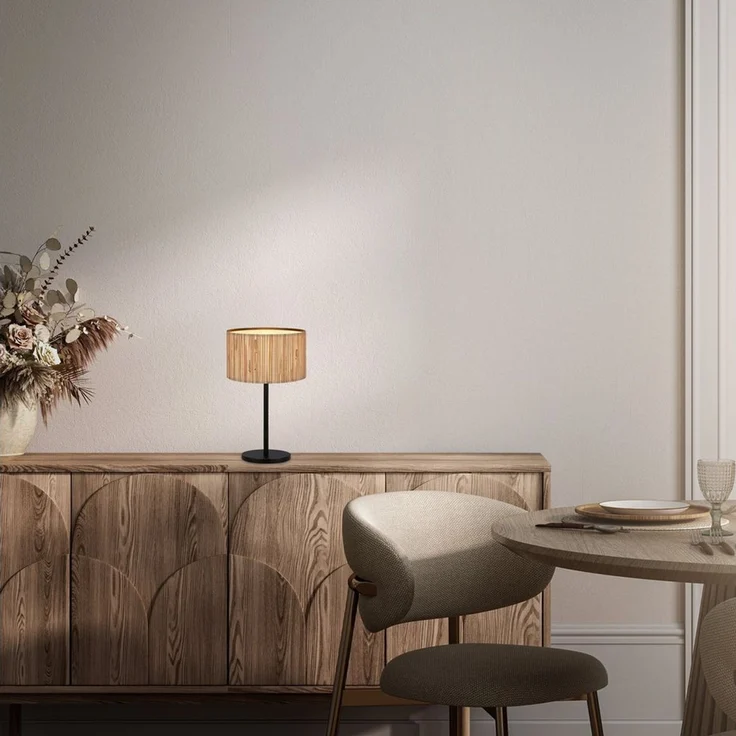 BRILONER - Tischlampe mit Seegras Schirm, Kabelschalter, E27, max. 10W, Lampe, Boho, aesthetic, Nachttischlampe, Tischleuchte, Dekolampe Flur, Bürolampe, Leselampe, Wohnzimmer, 25x41,5 cm, Natur – Bild 2