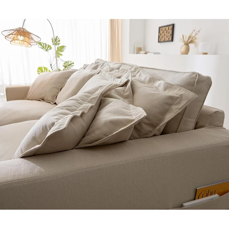 Big-Sofa Noelia Elfenbeinfarben 240x145 cm mit Kissen Hussensofa Sofa Couch – Bild 8