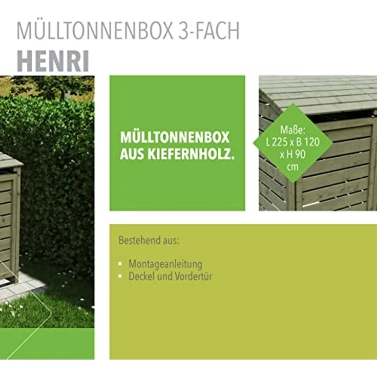 Tetzner & Jentzsch Mülltonnenbox HENRI Mülltonnenabtrennung 3-fach – Bild 3
