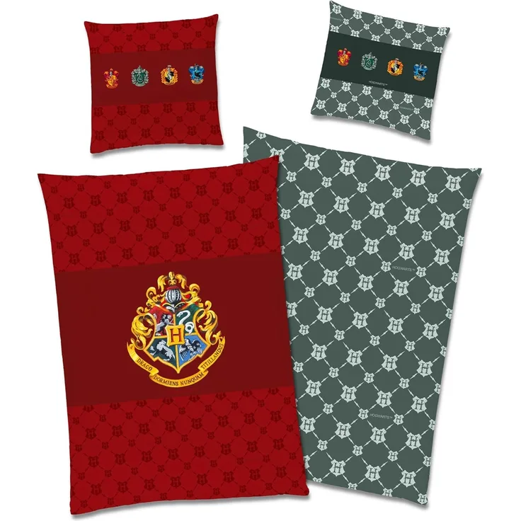 BERONAGE Wendebettwäsche Harry Potter Bettwäsche Zauberschule Rot Linon / Renforcé, Baumwolle, 2 teilig