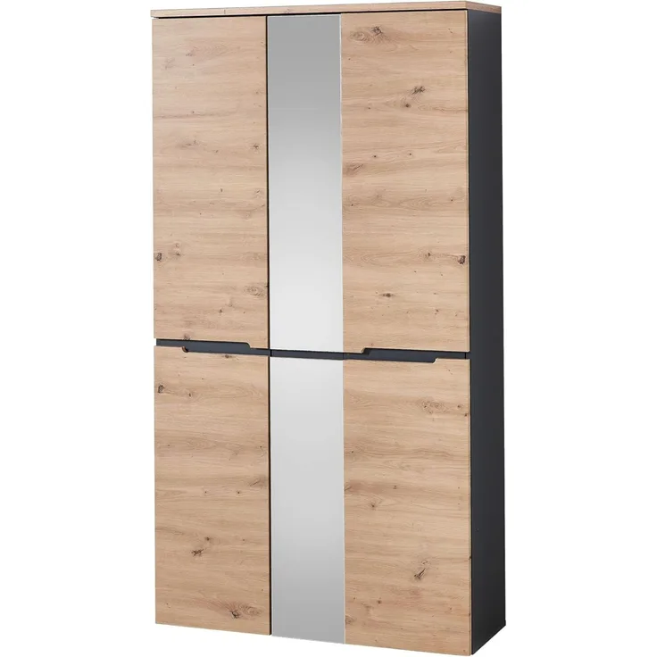 Garderobenschrank Schuhschrank Spiegelschrank MEMPHIS Artisan Eiche / Grau ca. 105 x 192 x 38 cm