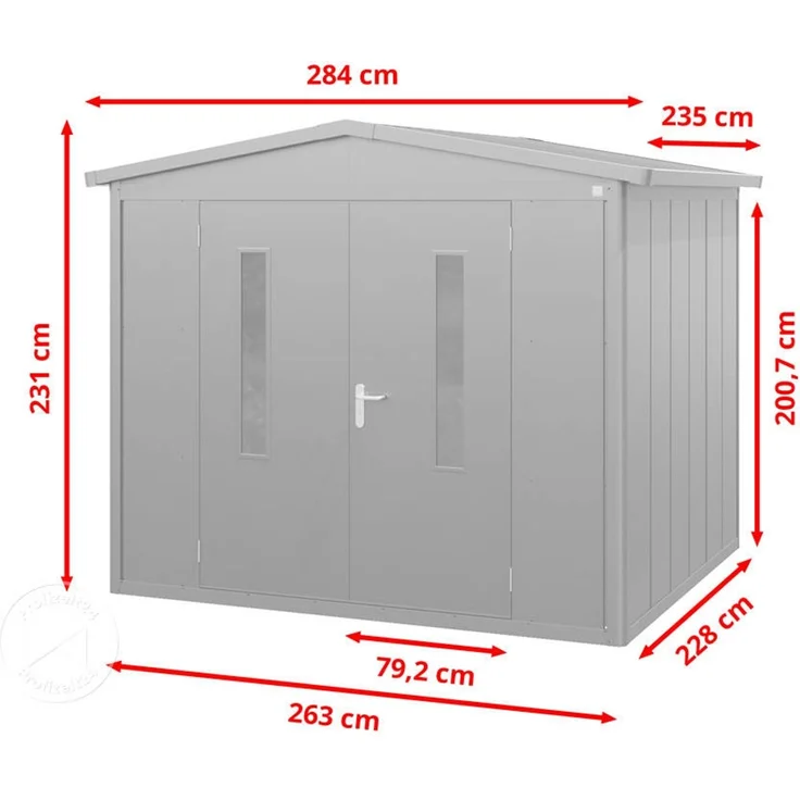GFP Primeyard Gerätehaus Metall Gartenhaus 263x228x231 cm Geräteschuppen Satteldach anthrazit – Bild 10