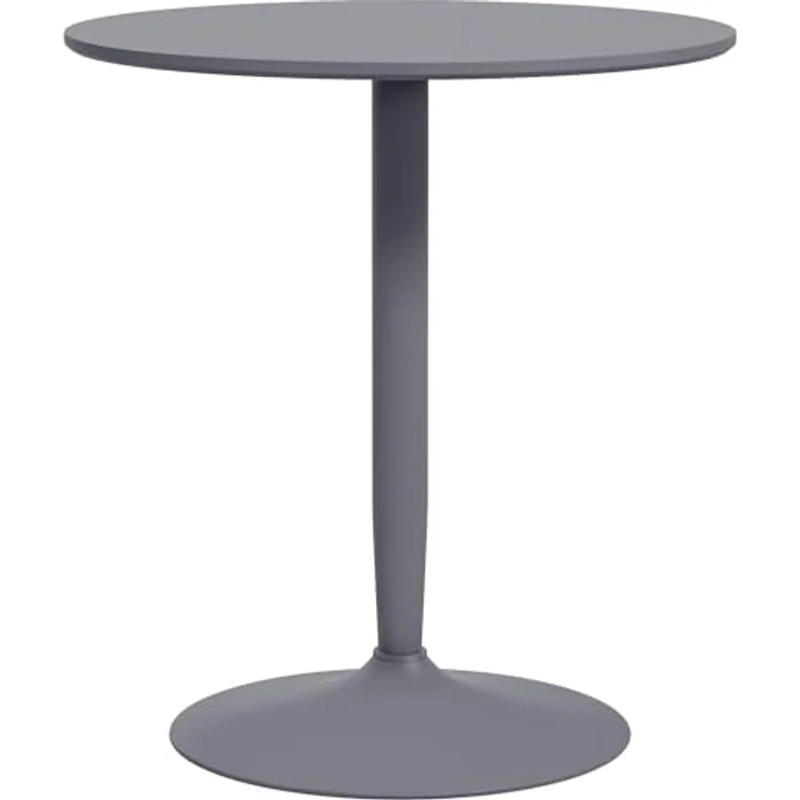 HOMCOM Esstisch 70x70 cm rund Küchentisch für 2 Personen Esszimmertisch mit Stahlbein, Rutschfester Fußauflage Säulentisch moderner Kaffeetisch für Küche, Esszimmer und Wohnzimmer Grau – Bild 2