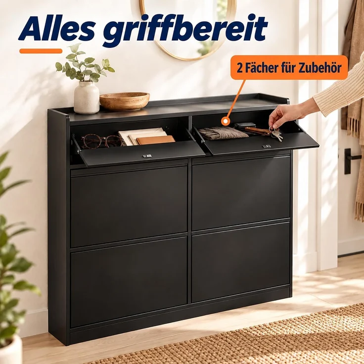Relaxdays Schuhkipper 4 Schuhfächer & 2 Ablagen – Bild 7