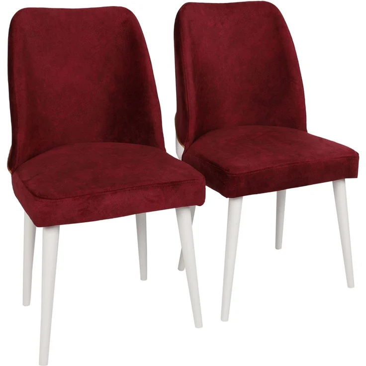 Skye Decor 'Nova 081 V2' Stuhlset (2-teilig), Weinrot / Weiß, 50 x 90 x 49 cm – Bild 1