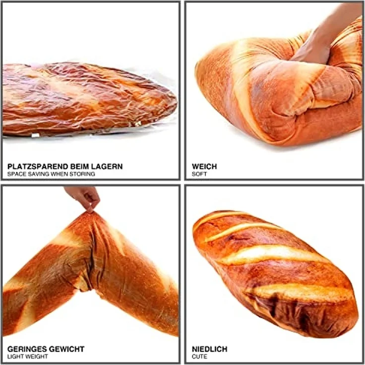 Feluna Sofakissen Baguette-Kissen Brotkissen, Stoffkissen in Brotform Zierkissen – Bild 2