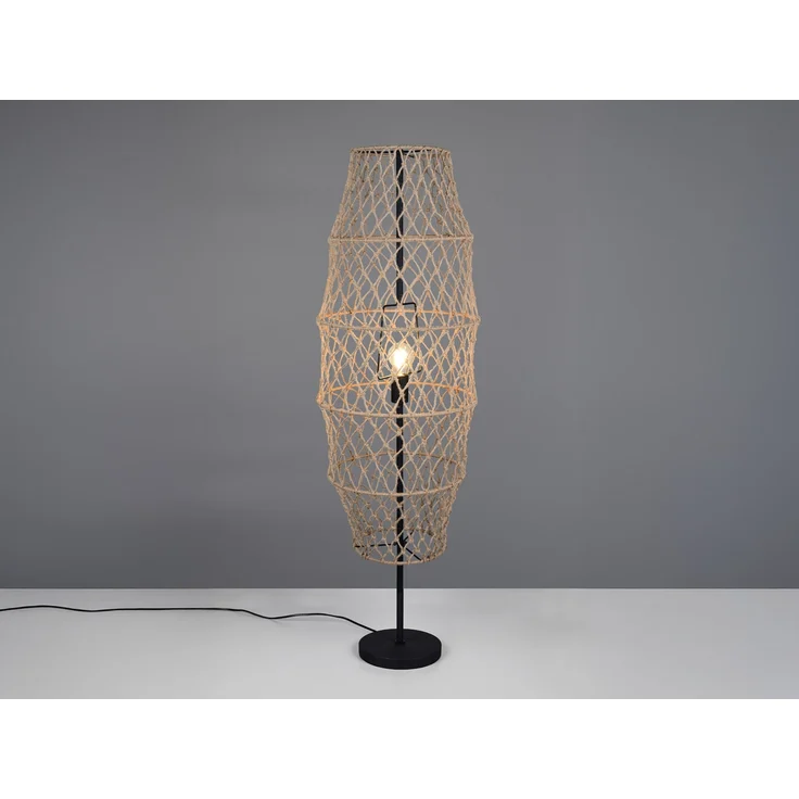 Kleine Boho Stehlampe HIVE Lampenschirm geflochten aus Hanfseil, Höhe 120cm – Bild 3
