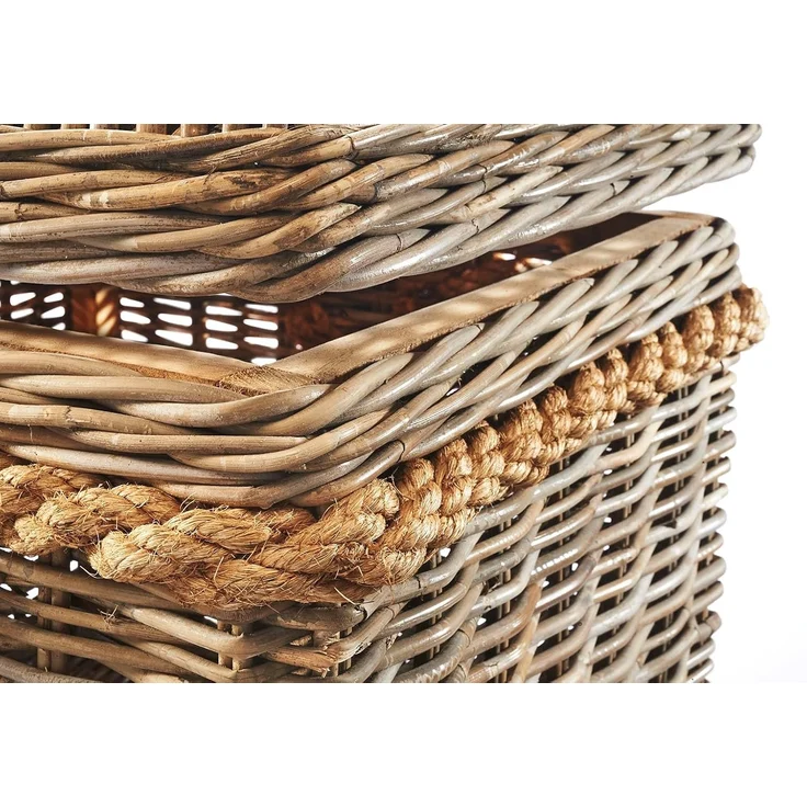 Kobolo Truhe Sitztruhe aus geflochtenem Rattan in kubu grey 50x50x45 cm – Bild 6