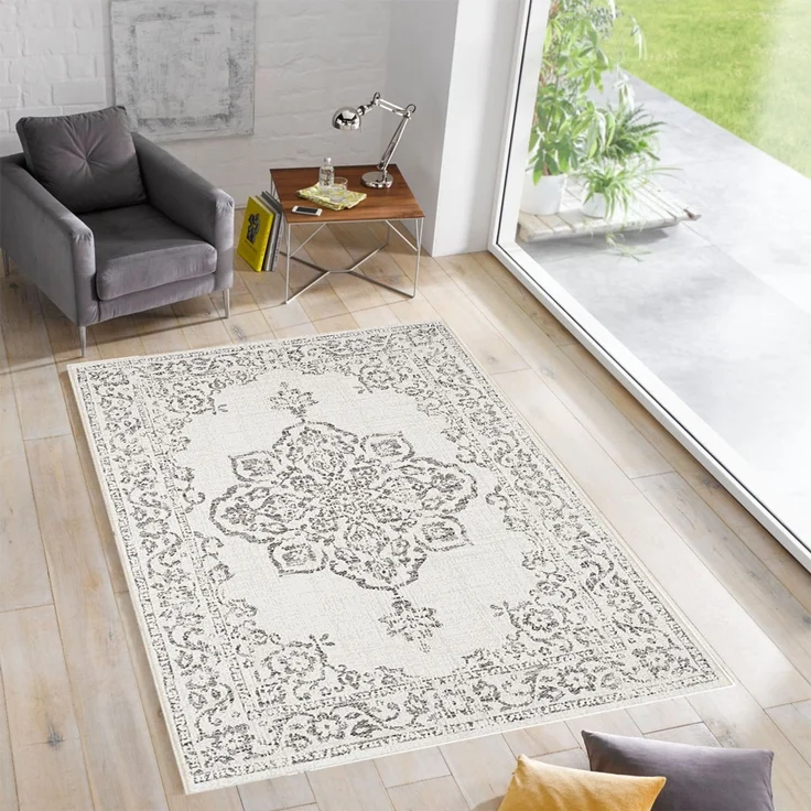 In- und Outdoor Teppich Tilos Creme Grau Anthrazit - 120 x 170 x 0 cm – Bild 4