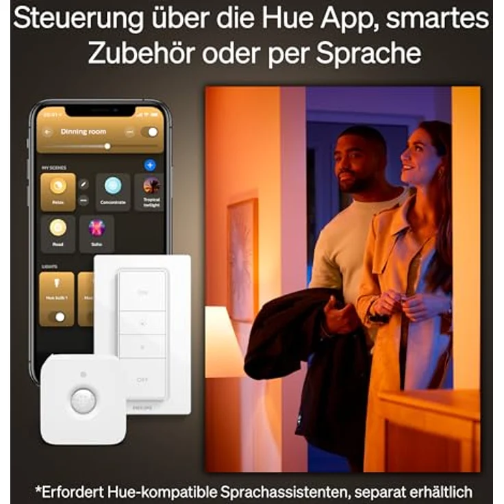 Philips Hue White Ambiance Adore 3er Deckenspots rund, weiß 3x250lm inkl. Dimmschalter, Bad-Beleuchtung, dimmbar, steuerbar via App, kompatibel mit Amazon Alexa (Echo, Echo Dot), neue Generation – Bild 7
