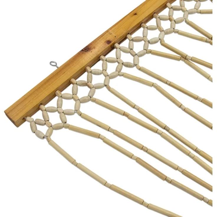 Spetebo Perlenvorhang Dekorativer Türvorhang im Retro Stil mit 31 Strängen 180x90 cm (1 St), Hakenaufhängung, halbtransparent, Holz, Holzperlenvorhang im Boho Chic Design – Bild 2