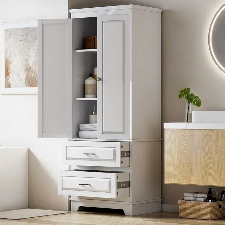 PXloue Kleiderschrank Schiebetür Mehrzweckschrank kleiderschrank groß Mietswohnung (Set, 1-St, 1er set) mit 2 Türen, 2 Schubladen, 3 Einlegeböden 60x40x157 cm (BxTxH)