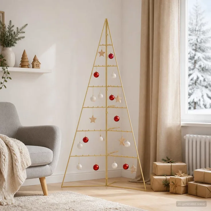 vidaXL Metall Weihnachtsbaum KUOPIO 140 cm Stahl Gold 42053859