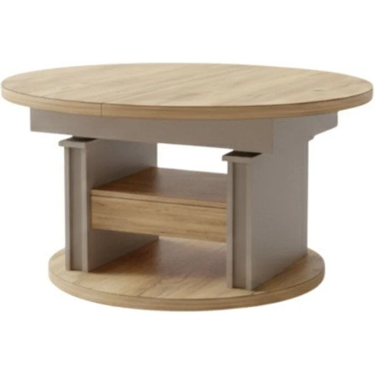 designimpex Couchtisch DA-999 rund ausziehbar höhenverstellbar mit Schublade Wohnzimmer Tisch, Funktionstisch, Wohnzimmertisch, Tisch, Esstisch, Sofatisch, Rollen – Bild 5