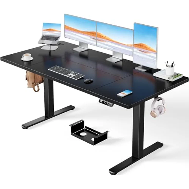 ErGear Höhenverstellbarer Schreibtisch-160x80 cm,100 KG Tragkraft Elektrischer Schreibtisch mit Fortgeschrittenem Bürstenlosem Motor, Leise Funktion, Robuster Metallrahmen, Vierteilige Tischplatte – Bild 2
